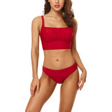 Conjunto De Bikini Con Busto Fruncido Para Mujer Anfilia