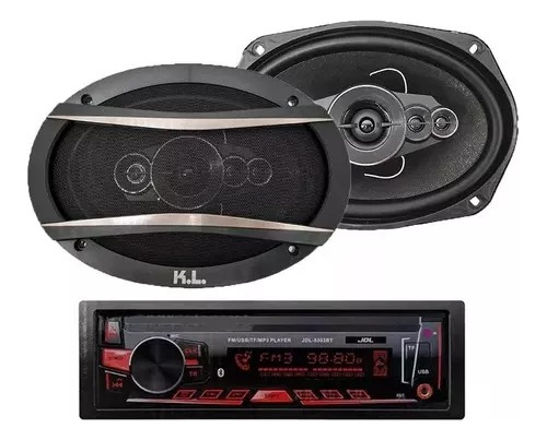 Combo Radio Carro 5303 Bluetooth + Parlantes Kl Audio Oval