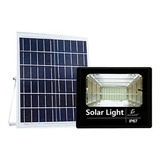 Reflector Led 25w + Panel Solar-control Luz Blanca Exterior Color De La Carcasa Negro