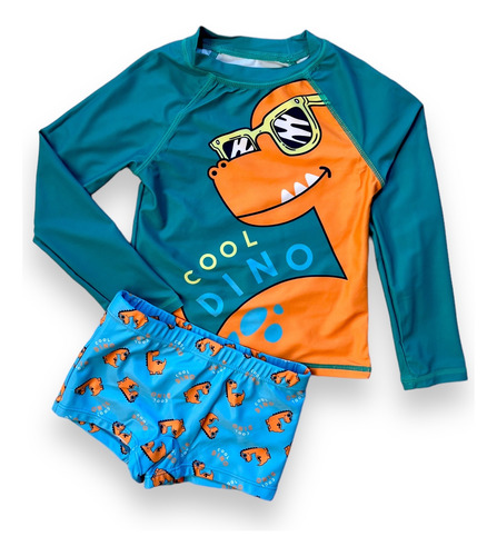 Sunga Boxer Infantil Juvenil+camisa Proteção Solar Uv 50