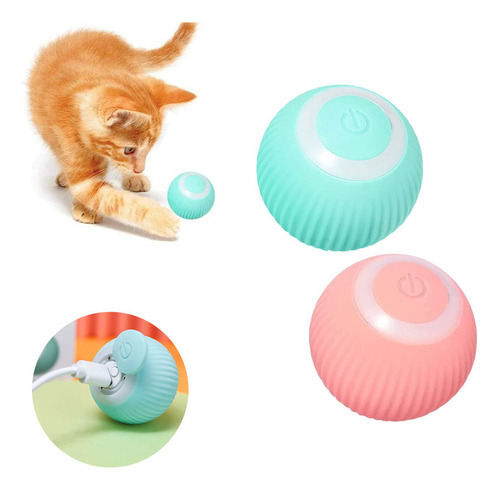 Brinquedo Gato Bola Se Move Sozinha Bolinha Eletrônica 2pcs