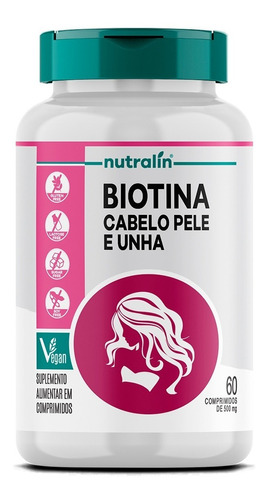 Biotina Fortalecimento Cabelo Pele Unhas 60 Caps Nutralin