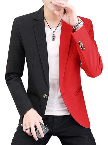 Blazer Trajes Chamarra Saco Moda Para Hombre Color Bloqueo