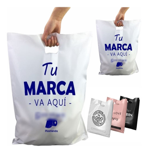 Bolsas Impresas Personalizadas 100 Unid. Plasticas 40 X 50