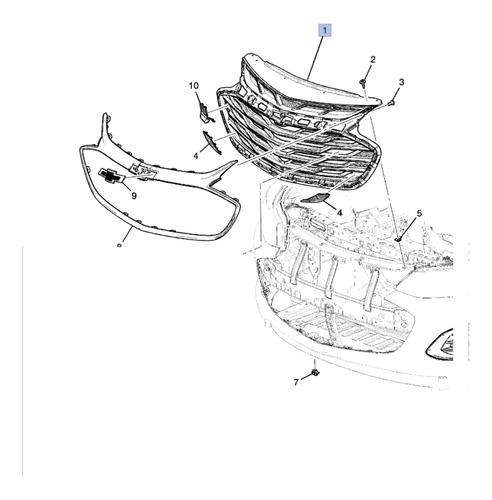 Grilla Frente Cruze 20/ C/ Porta Patente Chevrolet 3c Origin