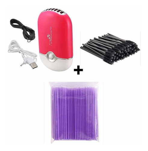 Combo Ventilador+50 Cepillos +100 Microbrush Pestañas