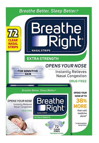 Breathe Right | Nasal Strip Sensitive Skin | Clear | 72count