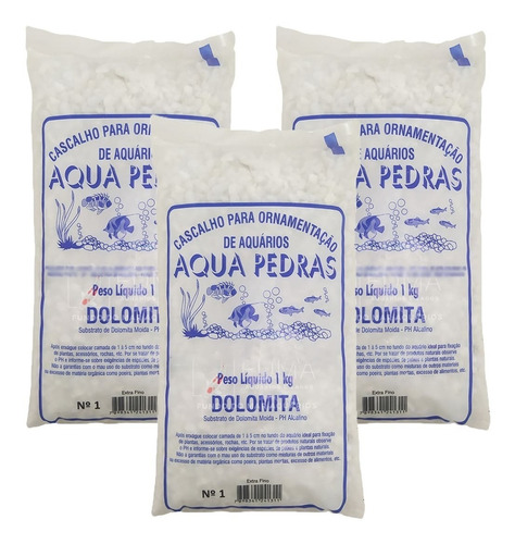 Substrato Cascalho Dolomita 1mm Areia N-0 3kg Aquario Vasos