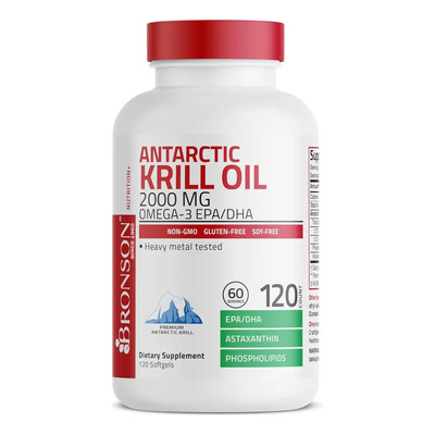 Aceite de Krill Antártico Bronson 2000mg Omega-3 EPA DHA 120 Cápsulas | Meses sin interés