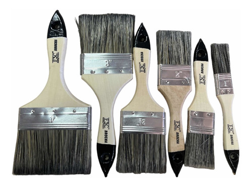 Kit 6 Brochas Profesional Cerda Natural 4 3 2,5 2 1.5 1 PLG