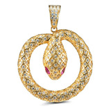 Dije Bizzarro Serpiente Oro 14k Zirconias B/r Sin Cadena Color Amarillo