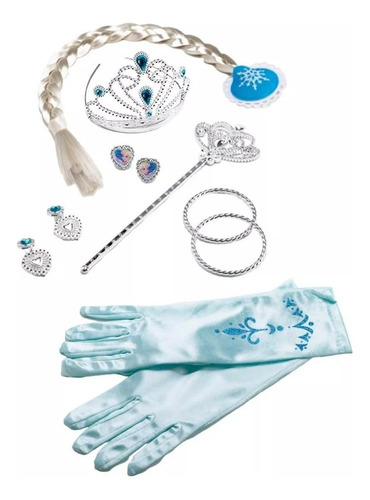 Set Frozen Ditoys Queen Corona Con Guantes Y Trenza 2328