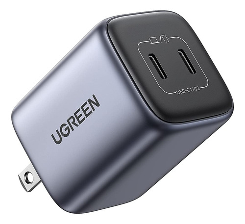 Cargador Rápido 45 W Gan 2 Puertos Usb C Pd Ugreen Color Gri