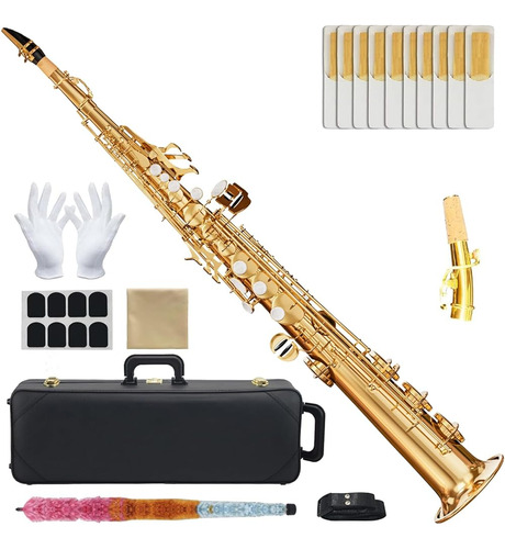 Saxofón Soprano Si Bemol Saxofón Latón Integrado Soprano Sax