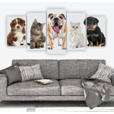Quadro Mosaico 5 Peças Gatos E Cachorros/animais Veterinár