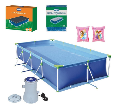 Kit Piscina 5000 L Forro Capa Filtro Boiabraço Princesa 220v