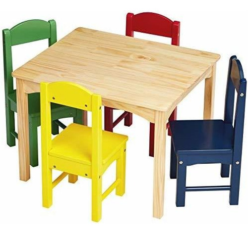 Juego De Mesa Y 4 Sillas De Madera Mesa Natural Varios Color