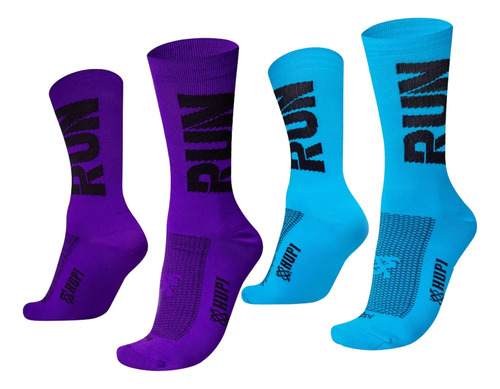 Kit Meia Hupi Run 2un Esportiva Original Corrida Cano Médio | Frete grátis