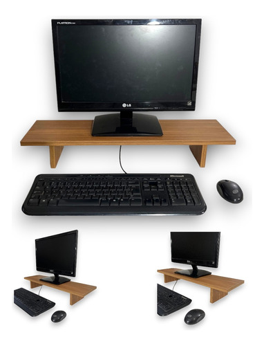 Suporte Base Para Monitor Home Office Escritorio Freijó 65cm