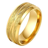 Anillo Para Mujer Acero Inoxidable Color Oro Ranura Cruz X 