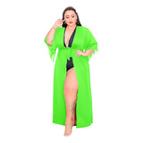 Saída De Praia Longa Kimono Plus Size Moda Blogueira R:1101