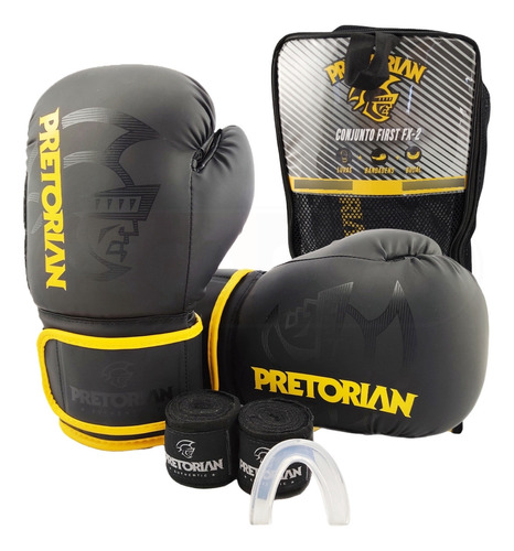 Kit Muay Thai Com Luva Pretorian Fx2 + Bucal + Bandagem