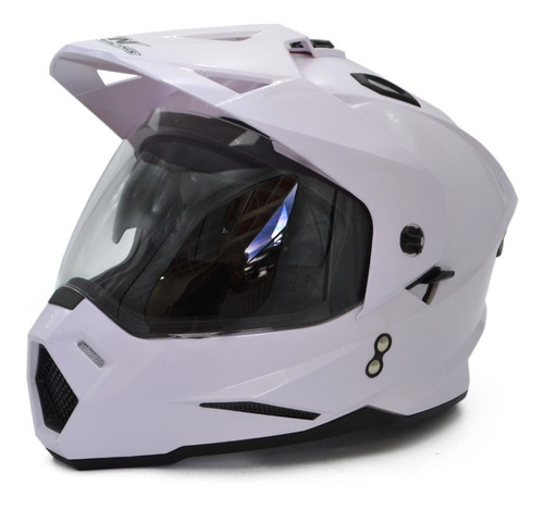 Casco Cerrado Motocicleta Blanco Cross Doble Proposito Dot