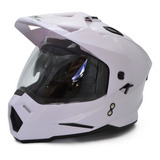 Casco Cerrado Motocicleta Blanco Cross Doble Proposito Dot