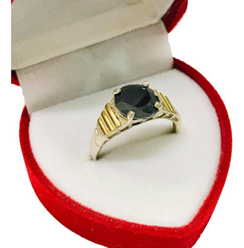 Anillo Compromiso Solitario Plata Y Oro Muje Novia Ap 042