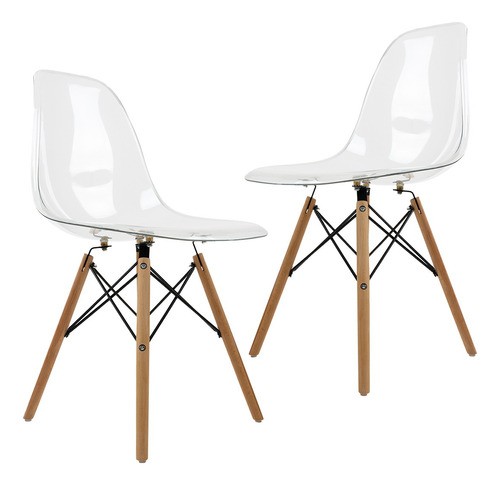 Set De Sillas Eames Ghost Crystal Con Acrílico Transparente