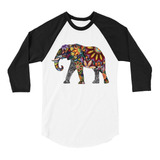 Playera Raglan 3/4 Mandala Elefante