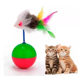 Pelota Raton Vaiven Gatos Plumas Sonajero Colores Varios 