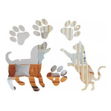 Espelho Decorativo Gato E Cachorro Acrílico Pet Animais Sala