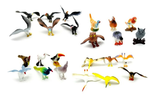 Juguete Animales Mini Pajaros X24 Aves Goma Voladores 
