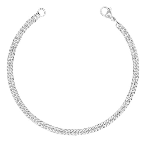 Pulseira Masculina Grumet Elo Duplo Aço Inox Prata 4mm