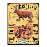 Cartel De Chapa Vintage Retro Nuestras Carnes L330