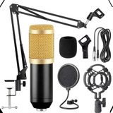 Kit Microfone Condensador Gravação Áudio Som Estúdio Podcast