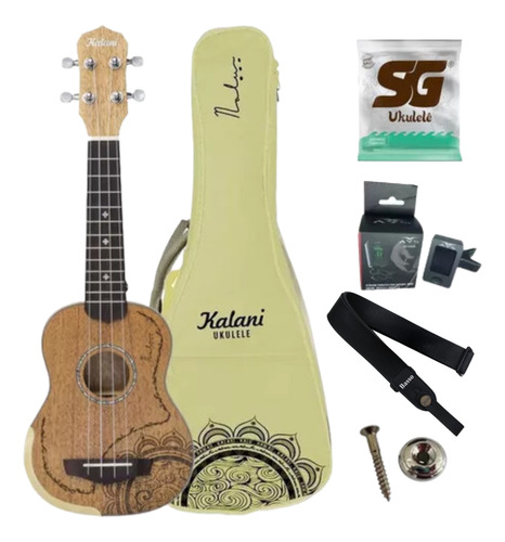 Ukulele Kalani Soprano Nalu Signature Mogno Sm + Kit