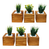 Kit 6 Vasinhos Planta Artificial Decoração Gabinete Banheiro