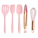 Juego De 5 Utensilios De Cocina, 5 Piezas, Color Oro Rosa