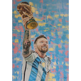Cuadro Pintado A Mano Al Oleo Messi Campeon