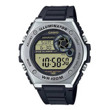 Relógio Casio Masculino Digital Preto Mwd-100h-9avdf Cor Do Bisel Prateado Cor Do Fundo Lcd Positivo