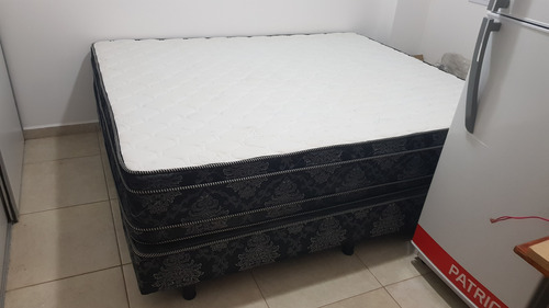 Colchón Y Sommier Queen 160x200 Doble Pillow 120 Kg Resortes