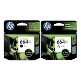 Kit Cartucho De Tinta Hp 664 Xl Preto + Xl Color 2676 3776