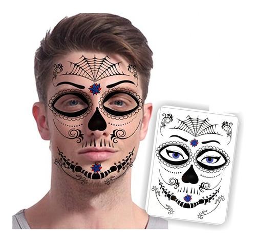 Disfraz Catrina Halloween Dia De Muertos Tatuaje Temporal