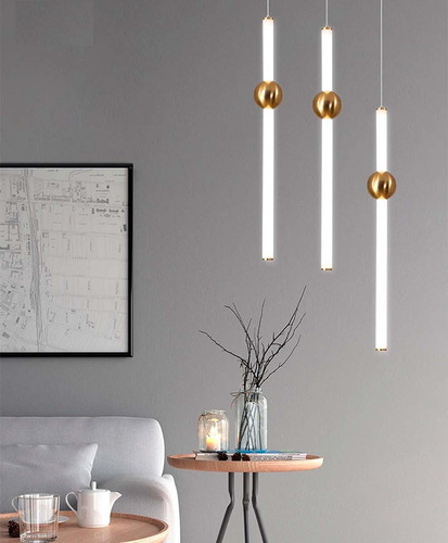 Lámpara Colgante Decorativa Moderna Oro Y Acrílico, 3 Tonos