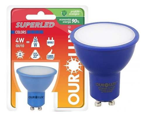 Lâmpada Mr16 4w Bivolt Gu10 Cor Azul Super Led Cor Da Luz Azul - 05471 110v/220v