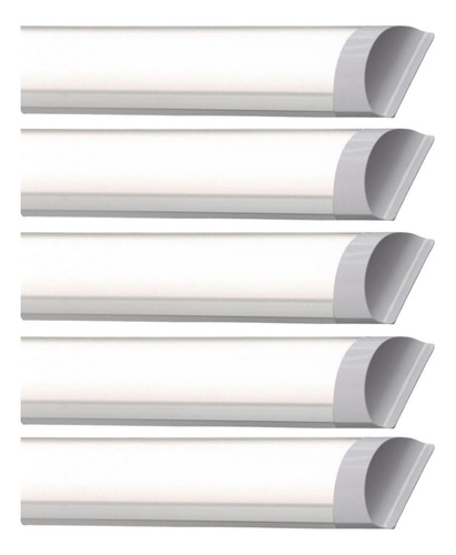 Kit 5 Luminária Slim Sobrepor Led 120cm 36w 40w Branco Frio