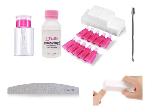 Kit Removedor Uv Esmalte Semipermanentes Broches Wipes Lima 