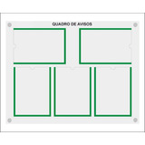 Quadro De Aviso E Gestão Com 5 Displays A4 Acrílico 1 Verde